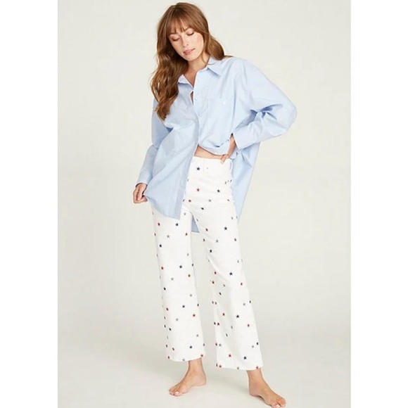 Driftwood Charlee High Rise Wide Leg Embroidered Jeans. - Picture 3 of 11